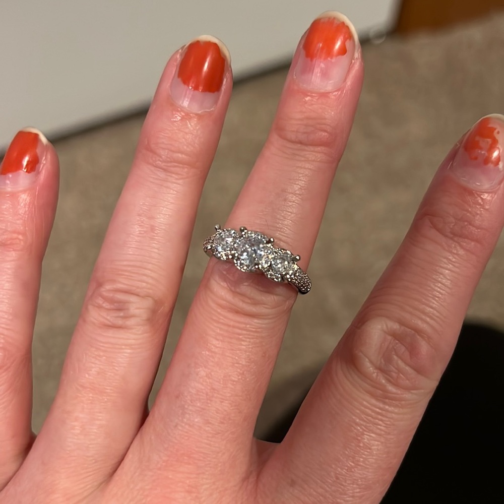 3 stone ring, sterling silver